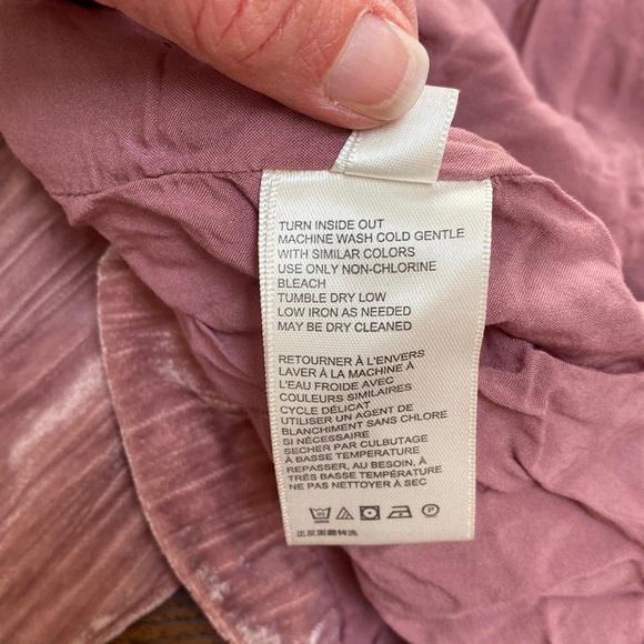 Free People Daria Crinkled Velvet Blazer Jacket, dusty pink, size S - Picture 9 of 16